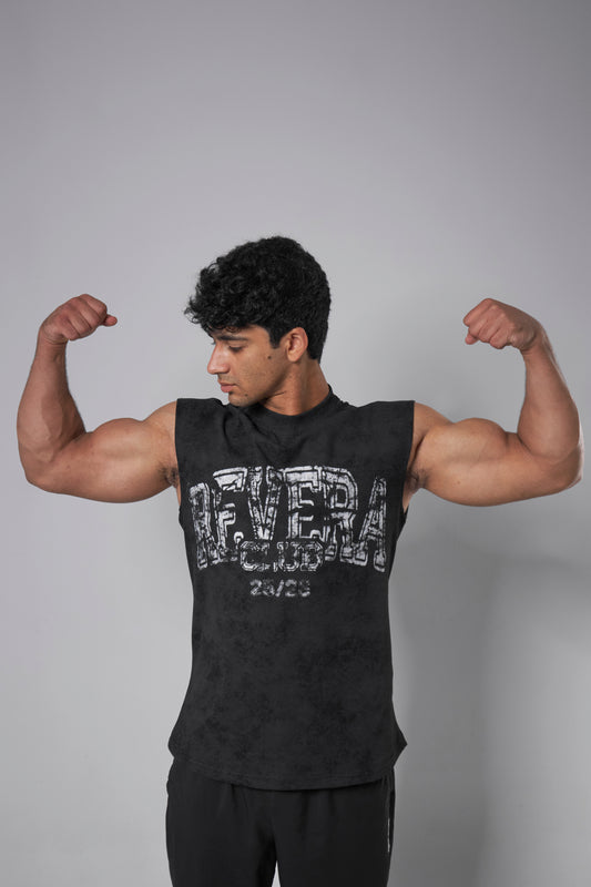 "25/26" washed black cut-off shirt