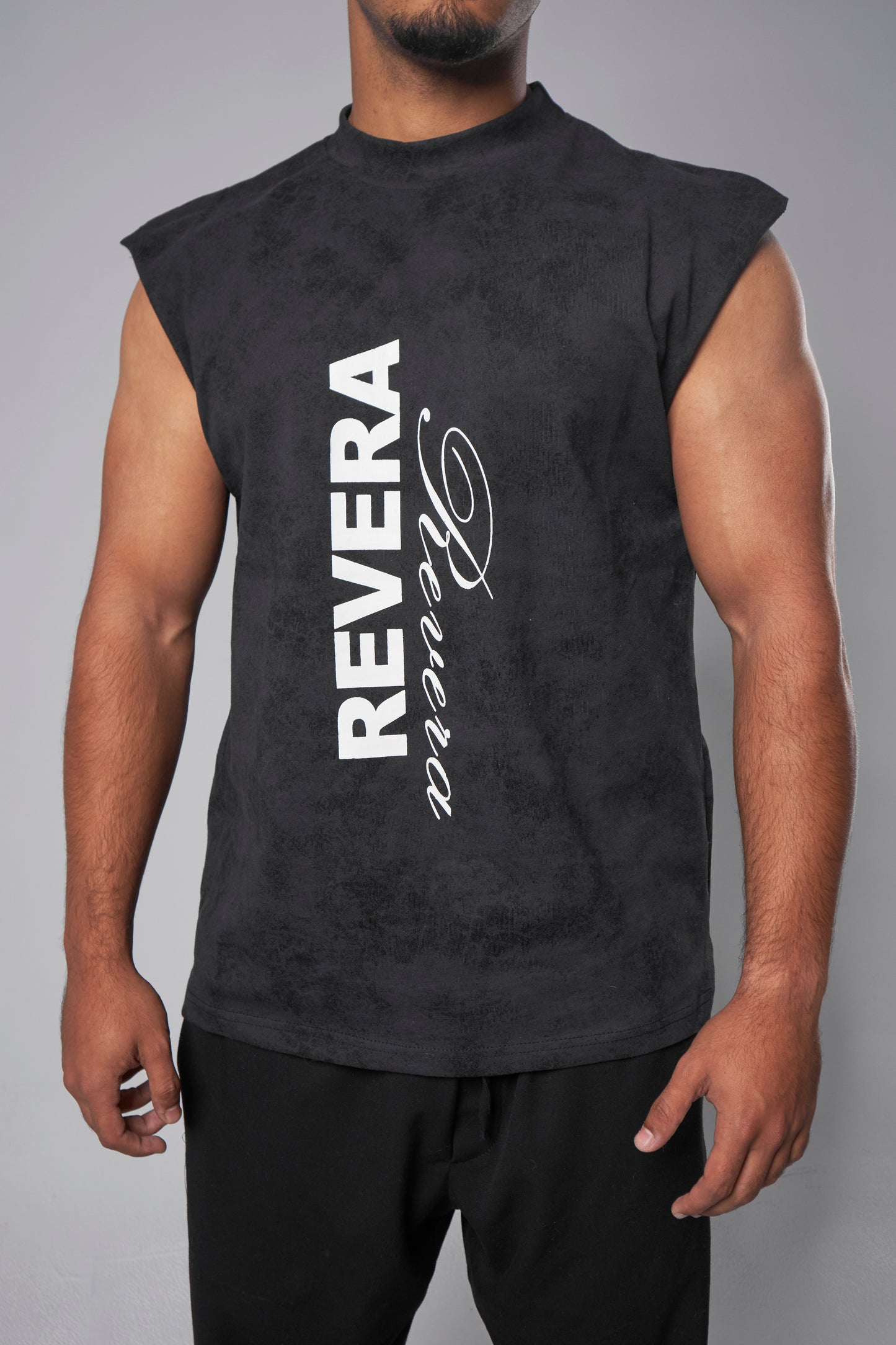 "gods plan" washed black cut-off shirt