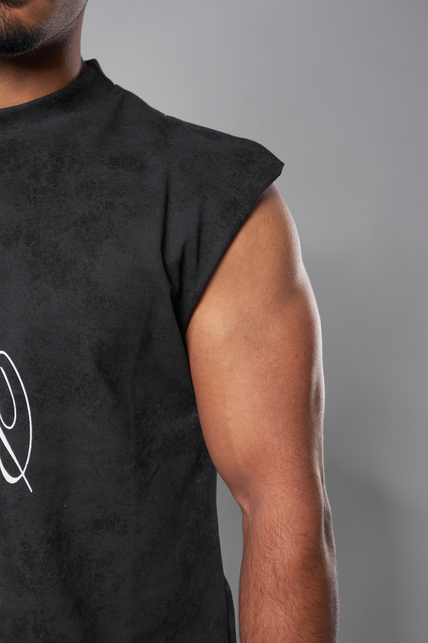 "gods plan" washed black cut-off shirt