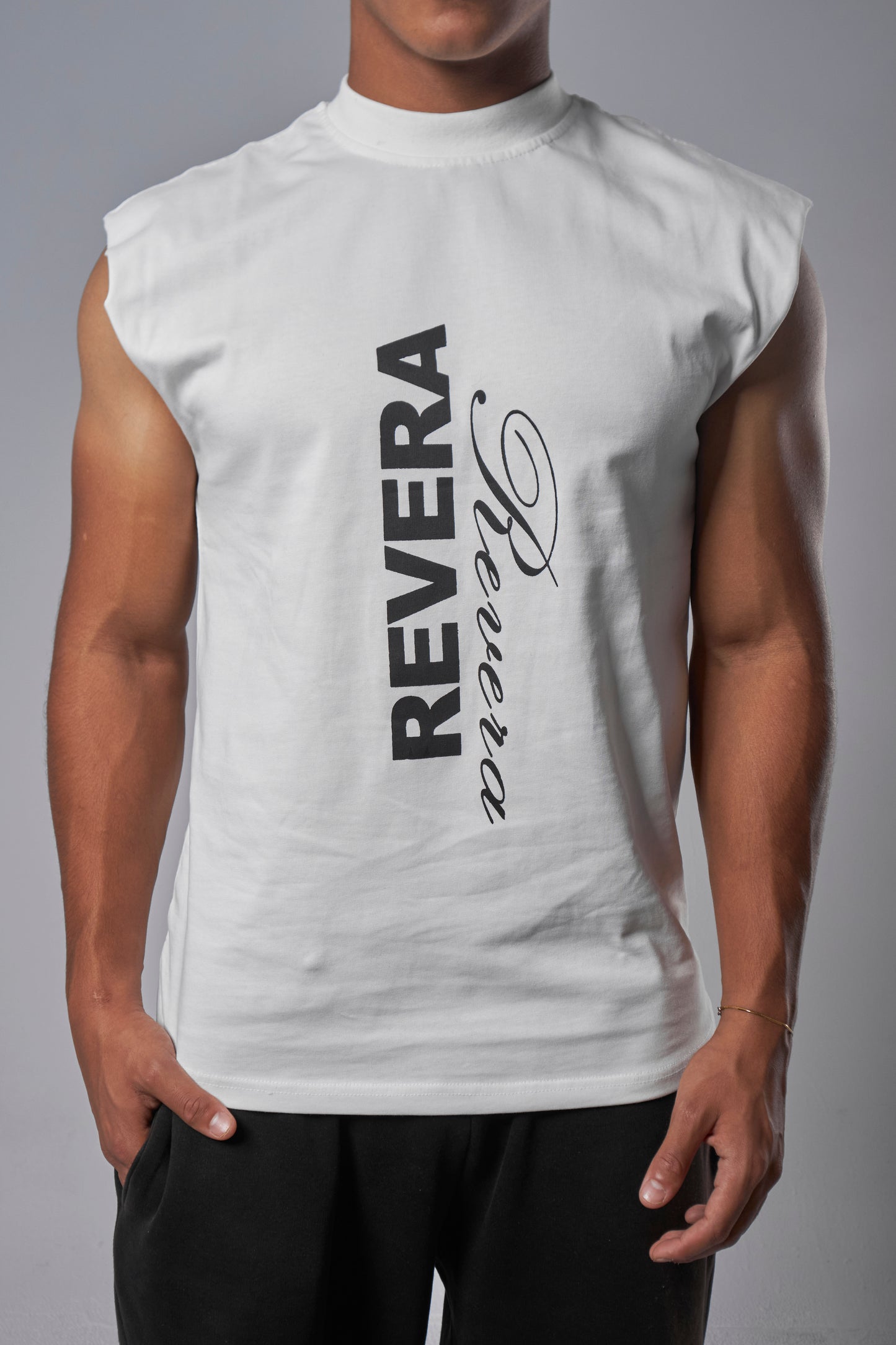 "gods plan" white cut-off shirt